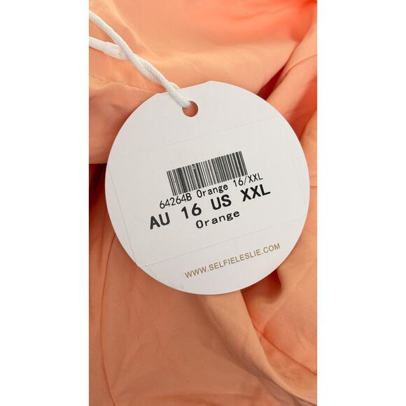 Selfie Leslie Arlowe Tied Shoulder Floral Tiered Midi Dress Orange Women Size 12 - Picture 12 of 14